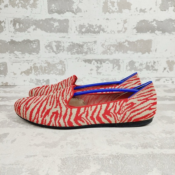 NEW Rothy's The Flat Red Zebra Round Toe Slip On Loafers X61